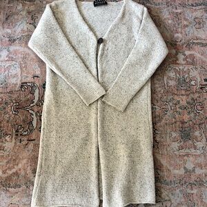 Scott Officer Scotland Wool Silk Cardigan Duster Heathered Gray Size Large